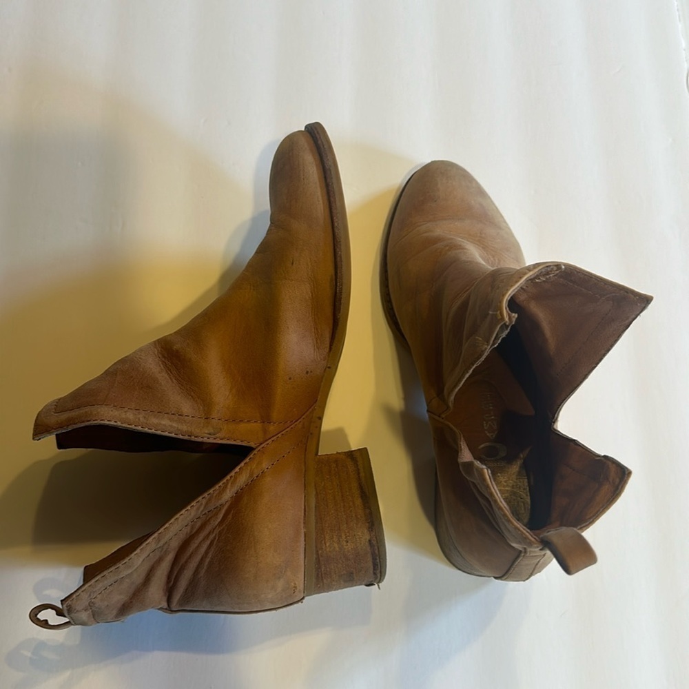 Jeffrey Campbell handmade Ibiza ankle split booties camel light tan with heel